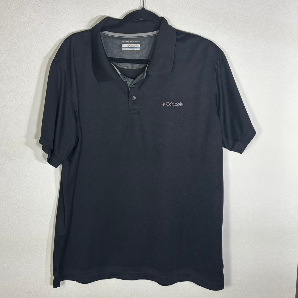 Columbia Omni-Wick Polo Shirt Men's XL Black Performance Golf Casual Logo